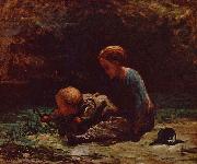 Honore Daumier Madchen und Kind oil